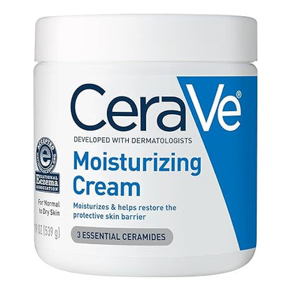 CeraVe Moisturizing Cream, Face Body Moisturizer, Normal to Dry Skin 8/19 Oz