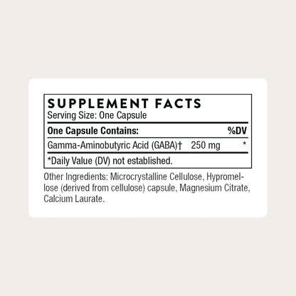THORNE - PharmaGABA-250 - GABA Supplement - 250 mg Natural Source Gamma-Aminobutyric Acid - Promotes a Calm, Relaxed, Focused State of Mind* - 60 Capsules