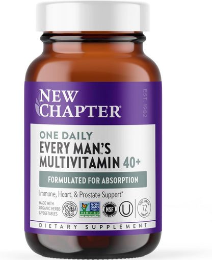 New Chapter One Daily Every Man's Multivitamin 40+ - Offers Eyesight, Immune System & Cellular Energy Support* - Contains Vitamin C, Saw Palmetto & More - Gluten Free & Vegetarian - 48 Tablets