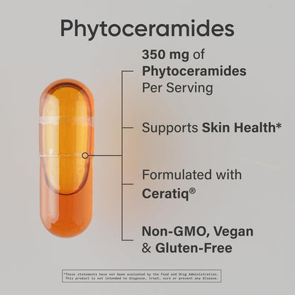 Sports Research® Phytoceramides 350mg w/Ceratiq®, 30 Softgels | Plant-Derived Ceramides for Beauty from Within Skin Hydration | Made with Certiq® | Non-GMO, Soy-Free - 30 Servings