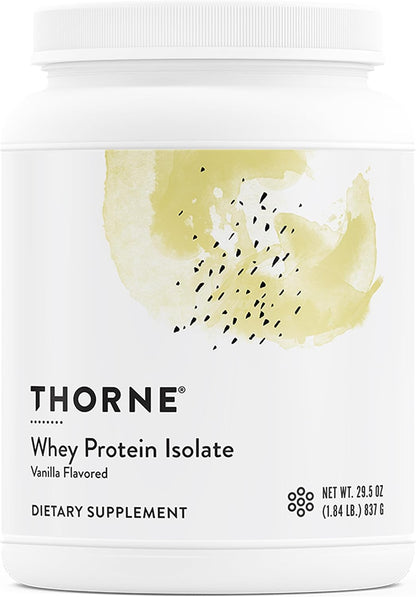 THORNE - Whey Protein Isolate - Balanced Amino Acids Profile with BCAAs - 21 Grams of Easy to Digest Whey Protein Powder - NSF Certified for Sport - Vanilla - Gluten & Soy-Free - 14 Packets