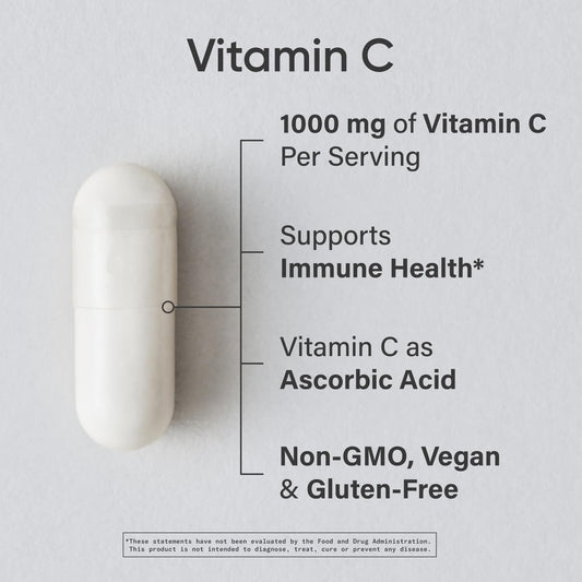 Sports Research® High Potency Vitamin C 1000mg, 240 Count Veggie Capsules | Antioxidant Activity & Immune Support | Ascorbic Acid Vitamin C | Non-GMO Verified & Gluten Free - 240 Servings