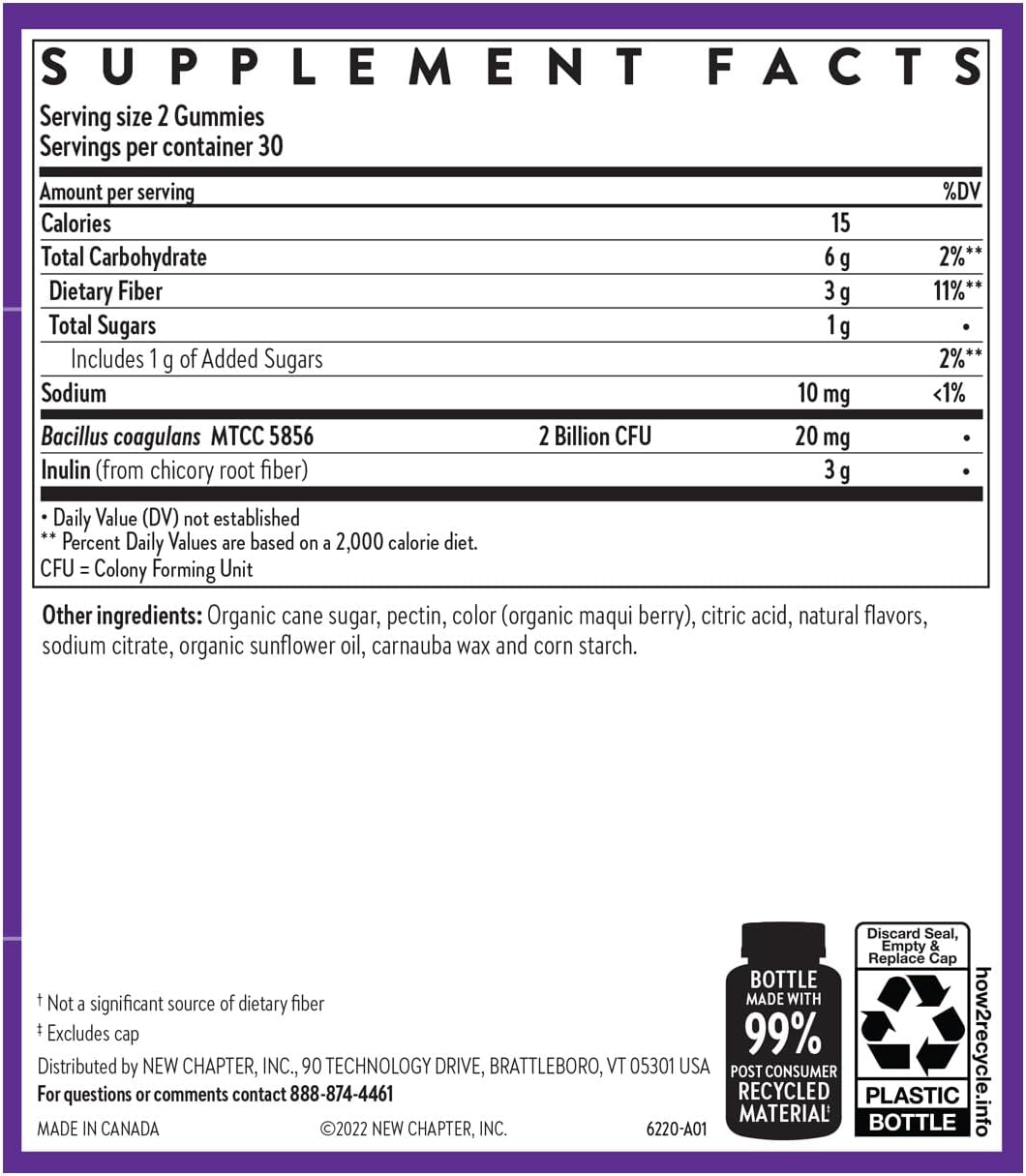 New Chapter Probiotic Gummies for Women and Men, All-Flora (1 Month Supply) – 55% Less Sugar+, Formulated for Holistic Gut Health Support with Probiotics + Prebiotic Fiber + 100% Vegan + Non-GMO