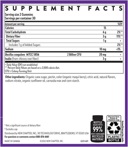 New Chapter Probiotic Gummies for Women and Men, All-Flora (1 Month Supply) – 55% Less Sugar+, Formulated for Holistic Gut Health Support with Probiotics + Prebiotic Fiber + 100% Vegan + Non-GMO