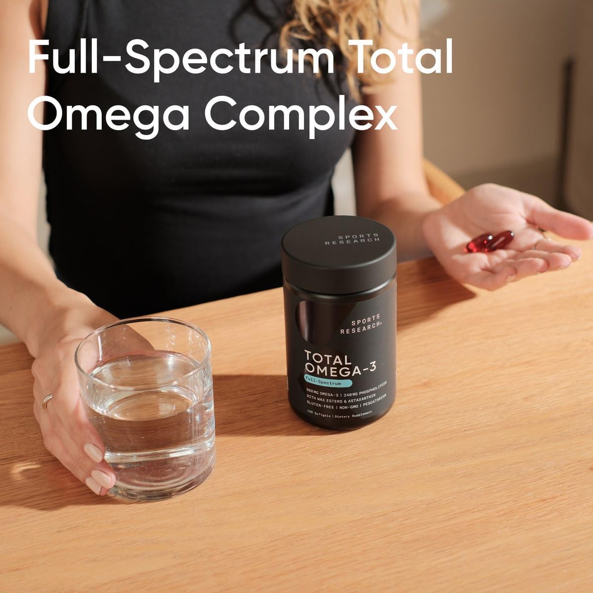 Sports Research® Total Omega-3 Fish Oil 2200mg w/Astaxanthin, 120 Count | Made from Antarctic Krill w/Astaxanthin, Wild Sockeye Salmon & Alaska Pollock - 960mg of EPA & DHA - 60 Servings
