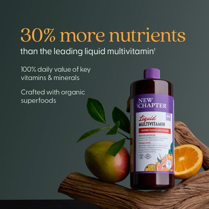 New Chapter Liquid Multivitamin + Mineral Supplement - Whole-Body Support for Adults, Teens & Kids 2+* - 22 Essential Vitamins & Minerals - Ready to Absorb Faster - Orange Mango Flavored - 30 oz