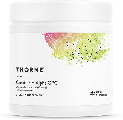 THORNE - Creatine + Alpha GPC - Micronized Creatine Monohydrate Powder - Support for Muscles & Cognitive Function* - for Women & Men - Watermelon Lemonade - NSF Certified for Sport - 30 Servings