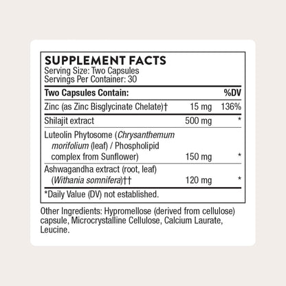 THORNE - Advanced Testosterone Support - Men's Health Supplement - Supports Healthy Testosterone Levels & Muscle Fatigue* - with Ashwagandha, Shilajit & Zinc - Third-Party Certified - 60 Capsules