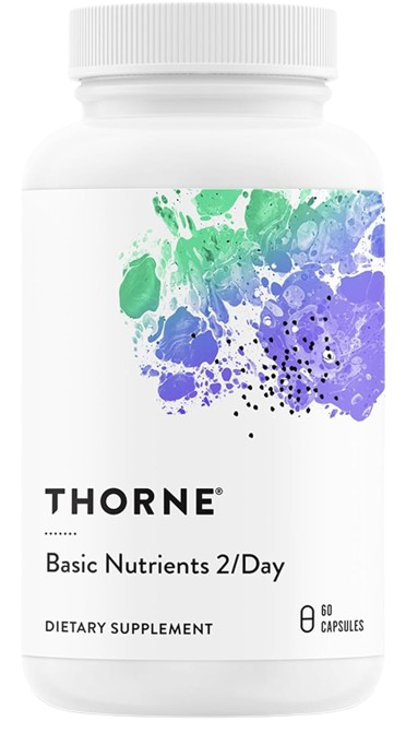THORNE - Basic Nutrients 2/Day - Comprehensive Daily Multi-Vitamin with Optimal Bioavailability - Vitamin & Mineral Formula - Third-Party Certified - Gluten, Dairy & Soy-Free - 60/120 Capsules