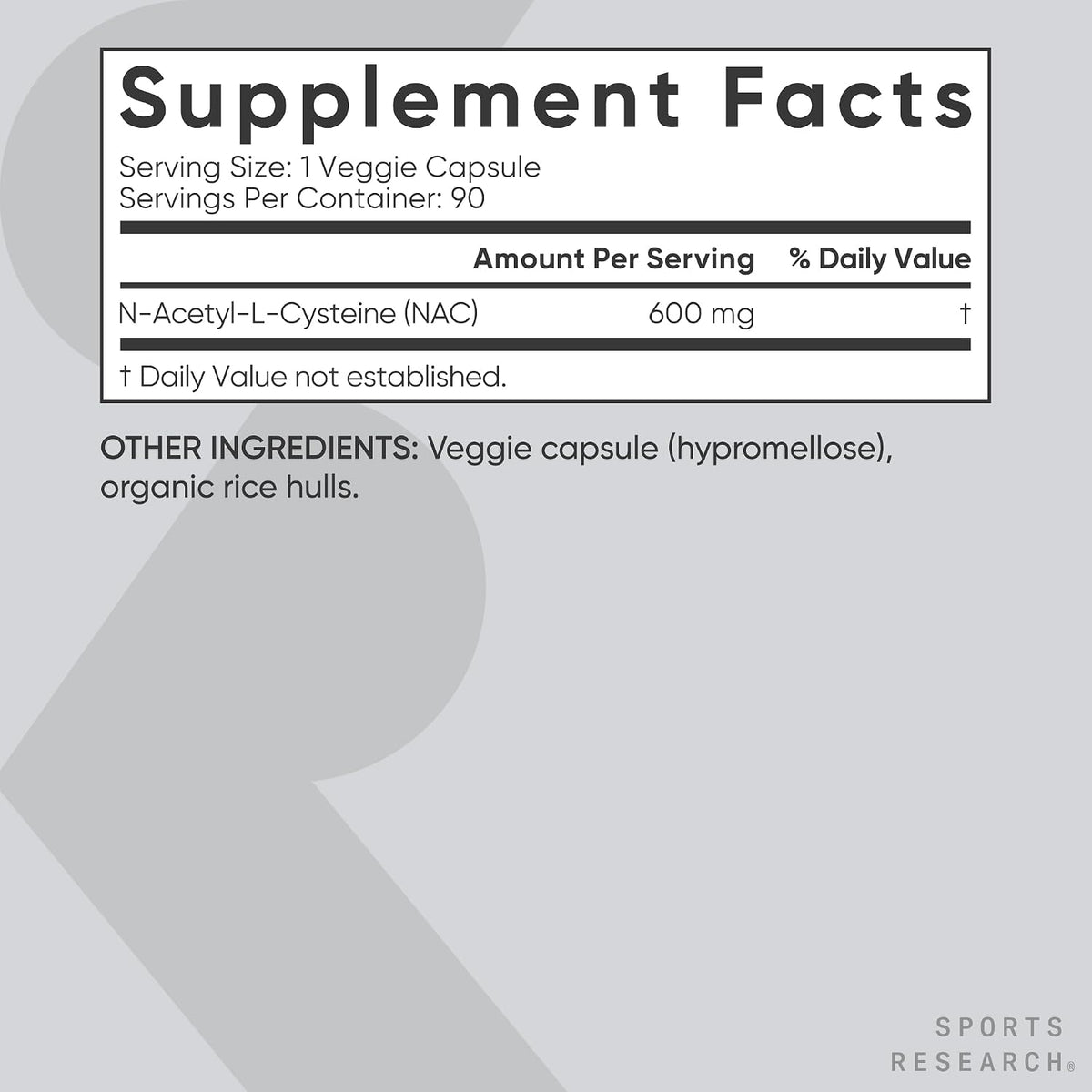 Sports Research® Vegan NAC (N-Acetyl Cysteine) 600mg, 90 Veggie Caps | Amino Acid Supplement for Immune Support | Vegan Certified, Non-GMO, 90 Servings