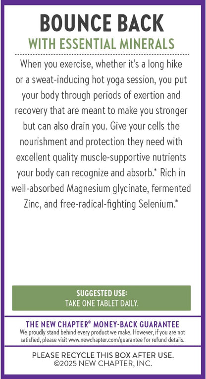 New Chapter Magnesium + Selenium & Zinc Tablets - Bone Health & Muscle Support Supplement* - Supports Electrolyte Balance* - Vegan, Gluten Free, Non-GMO & Kosher - 30 Tablets