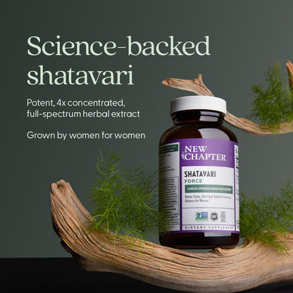 New Chapter Shatavari Supplement for Peri-Menopause & Post-Menopause Support – 4x Concentrated Herb Shatavari Relieves Hot Flashes & Night Sweats, Balances Women’s Hormones - Herbal Sleep Aid*, 30 ct