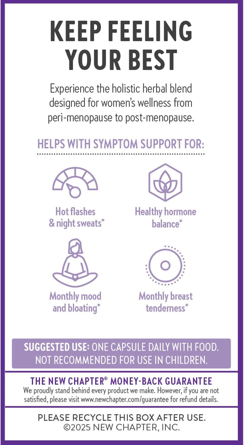 New Chapter Menopause Supplement - Estrotone Herbal Hormone Balance for Women in Perimenopause, with Black Cohosh for Hot Flash Relief & to Reduce Night Sweats + Vitex, No Added Hormones - 30 ct