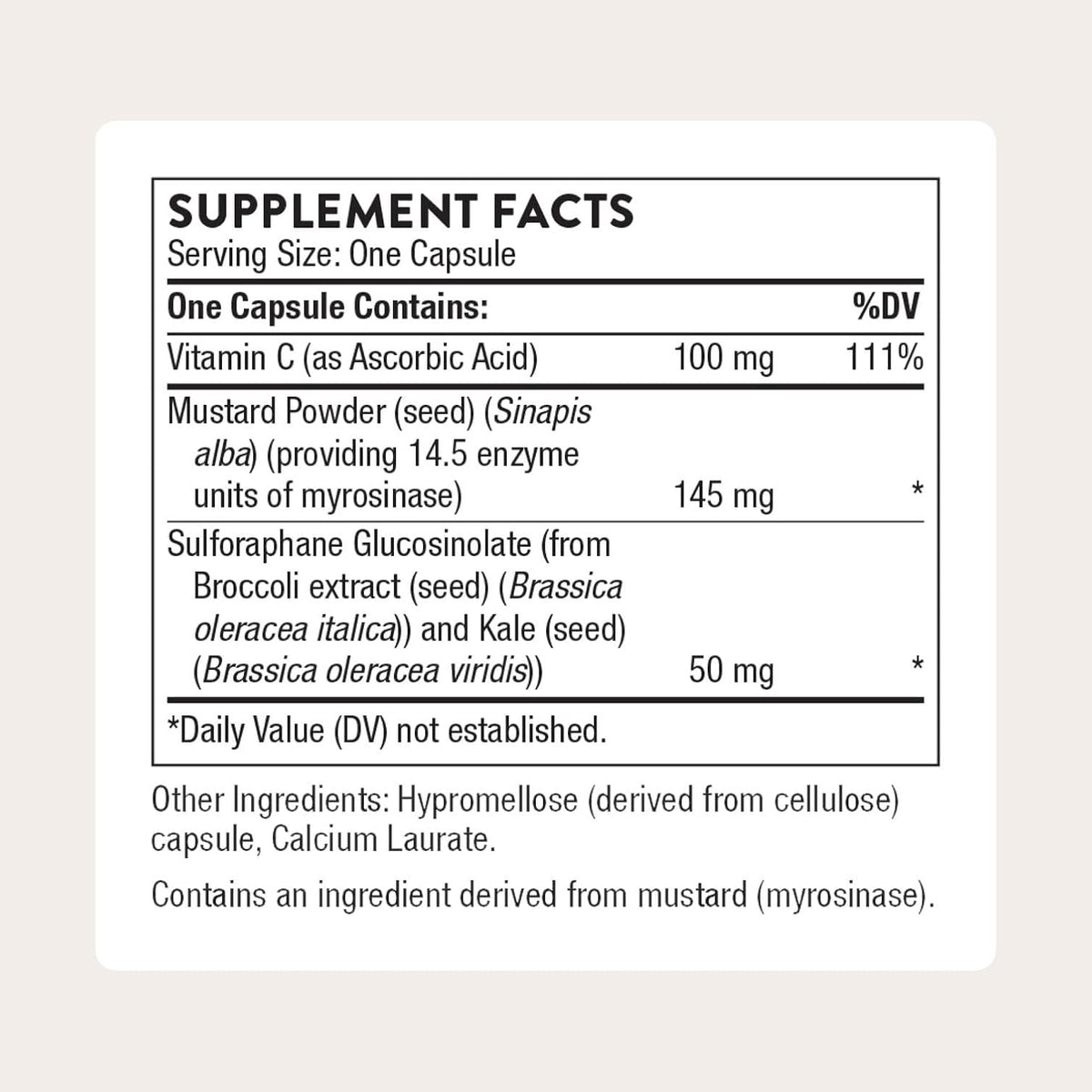 THORNE - Broccoli Seed Extract - Supports Liver Detox & Provides Antioxidant Support* - Sulforaphane Glucosinolate (SGS), Vitamin C & Mustard Powder Supplement - Third-Party Certified - 60 Capsules