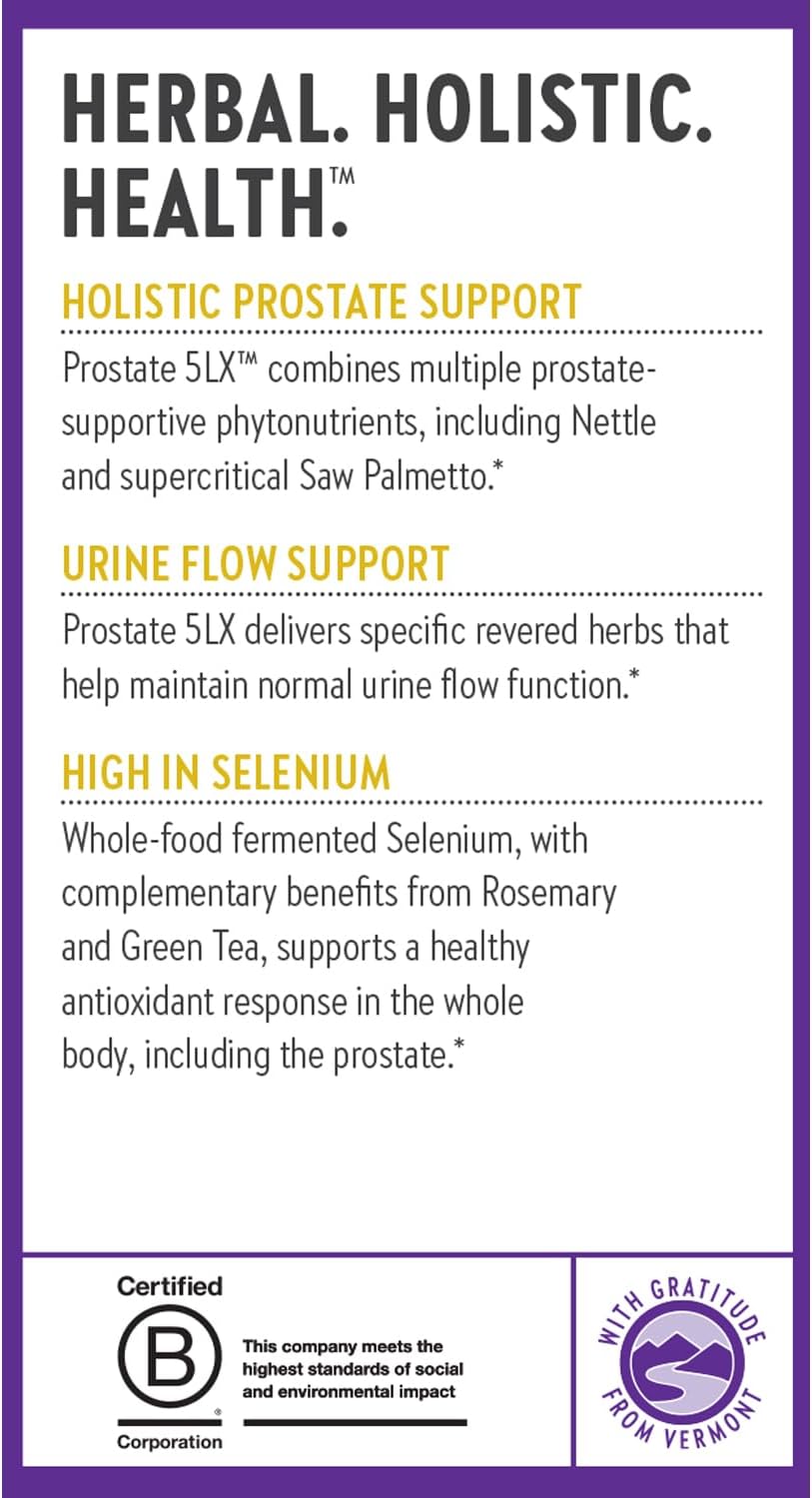 New Chapter Prostate Supplement - Prostate 5LX with Clinical Strength Saw Palmetto + Fermented Selenium for Men’s Wellness - 60 ct Vegetarian Capsule