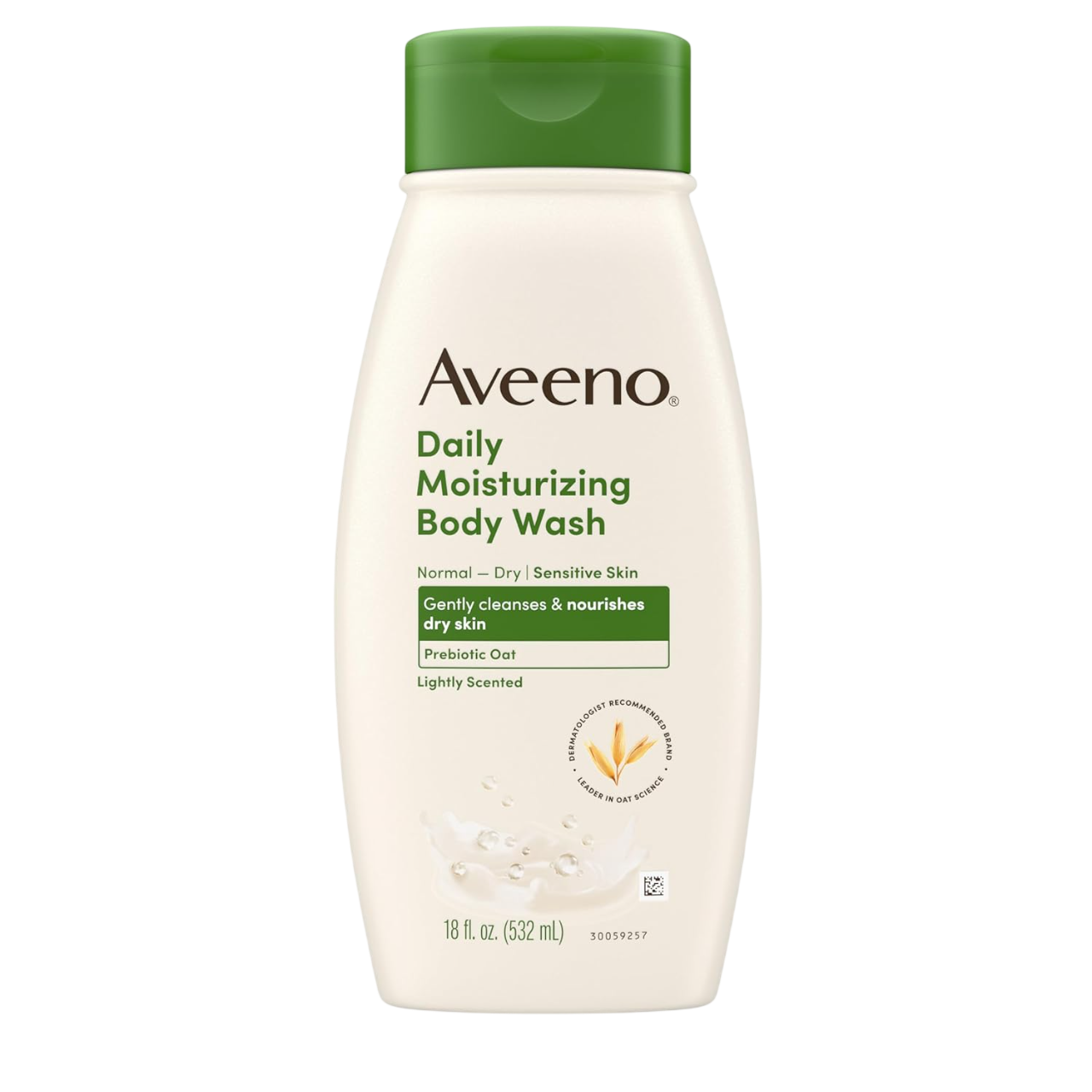Aveeno Daily Moisturizing Body Wash for Dry & Sensitive Skin + Prebiotic Oat, Body Wash Gently Cleanses & Nourishes Dry Skin, Lightly Scented, Dye- & Paraben-Free, 18/33 fl. oz