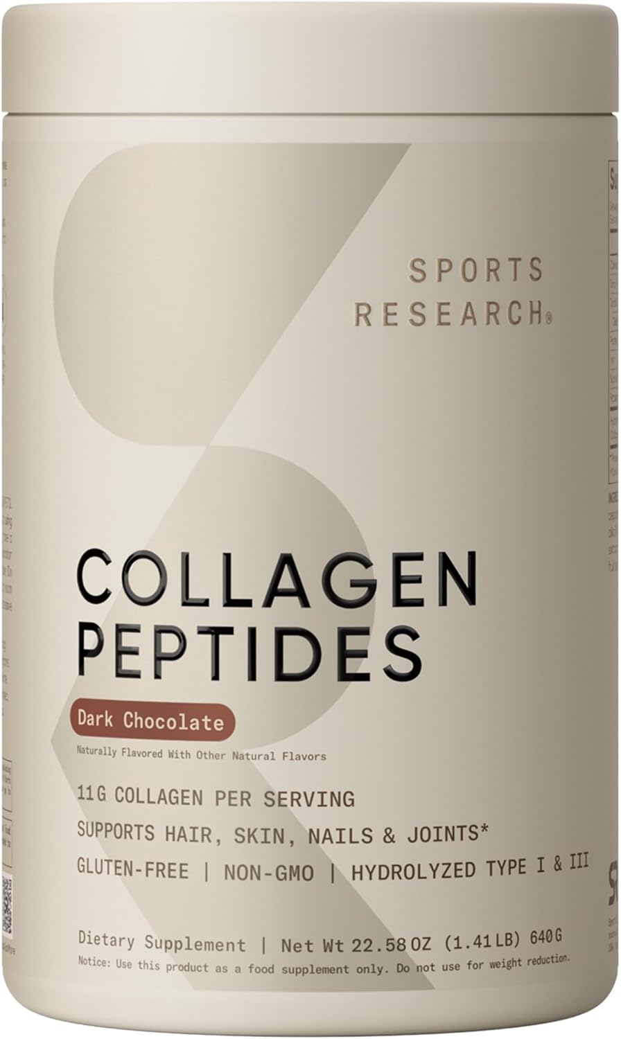 Sports Research® Collagen Beauty Complex - 30 Servings (Unflavored) | 5g Marine Collagen Peptides with Hyaluronic Acid, Vitamin C + Biotin | Skin & Joint Health | Pescatarian Freindly, Non-GMO