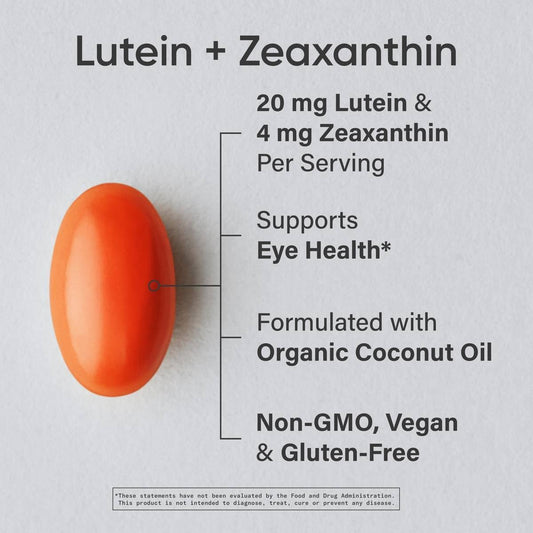 Sports Research® Lutein + Zeaxanthin w/Organic Coconut Oil, 120 Plantgels™ | Vegan Lutein w/ Lute-Gen® Eye Health Supplement | Plant-Based, Vegan Certified, Non-GMO Verified - 120 Servings