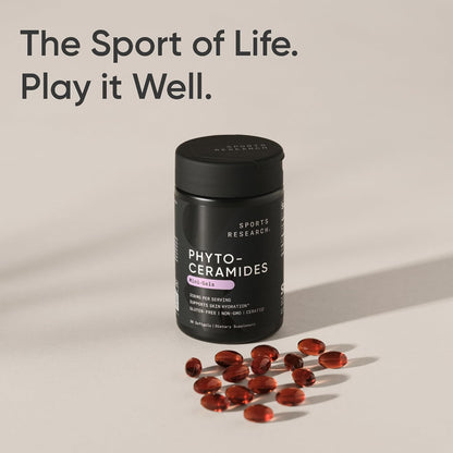 Sports Research® Phytoceramides 350mg w/Ceratiq®, 30 Softgels | Plant-Derived Ceramides for Beauty from Within Skin Hydration | Made with Certiq® | Non-GMO, Soy-Free - 30 Servings