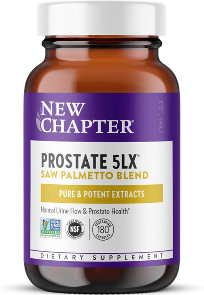New Chapter Prostate Supplement - Prostate 5LX with Clinical Strength Saw Palmetto + Fermented Selenium for Men’s Wellness - 60 ct Vegetarian Capsule