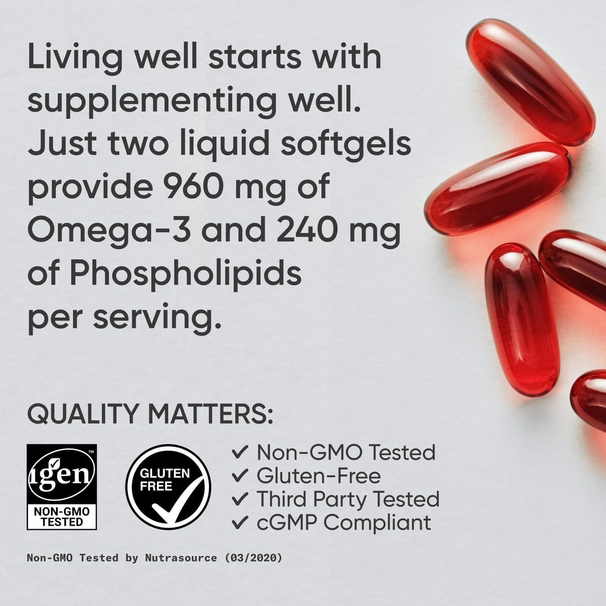 Sports Research® Total Omega-3 Fish Oil 2200mg w/Astaxanthin, 120 Count | Made from Antarctic Krill w/Astaxanthin, Wild Sockeye Salmon & Alaska Pollock - 960mg of EPA & DHA - 60 Servings