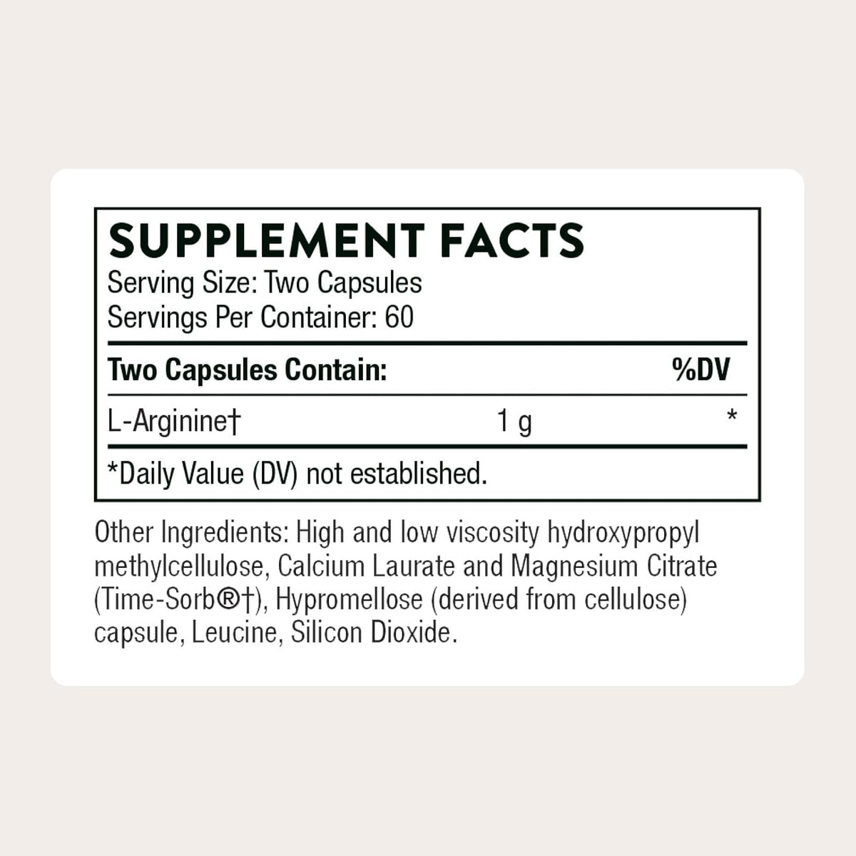 THORNE - L-Arginine - Sustained-Release - Supports Heart Health, Nitric Oxide Production, Exercise Capacity & Optimal Blood Flow* - Third-Party Certified - Gluten, Dairy & Soy-Free - 120 Capsules