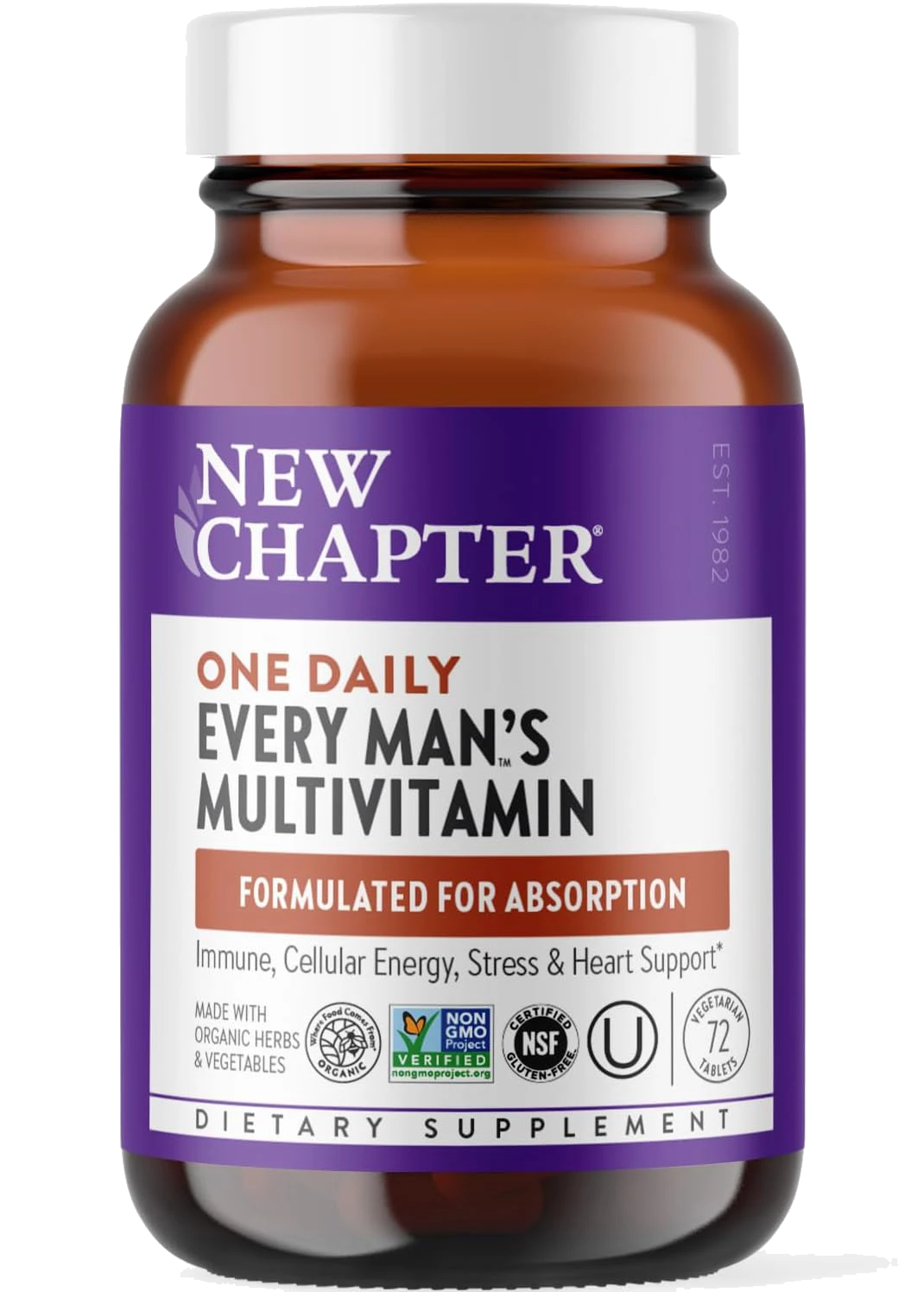 New Chapter Men’s Multivitamin, B6, Extra B12, D3, Vitamin C & Zinc, Immune, Heart, Cellular Energy, and Brain Health, Gentle on The Stomach, One Daily, Non-GMO, Gluten-Fre