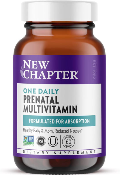New Chapter Prenatal Vitamins, One Daily Prenatal Multivitamin with Methylfolate + Choline for Healthy Mom & Baby, Gluten Free & Non-GMO, 30 Count