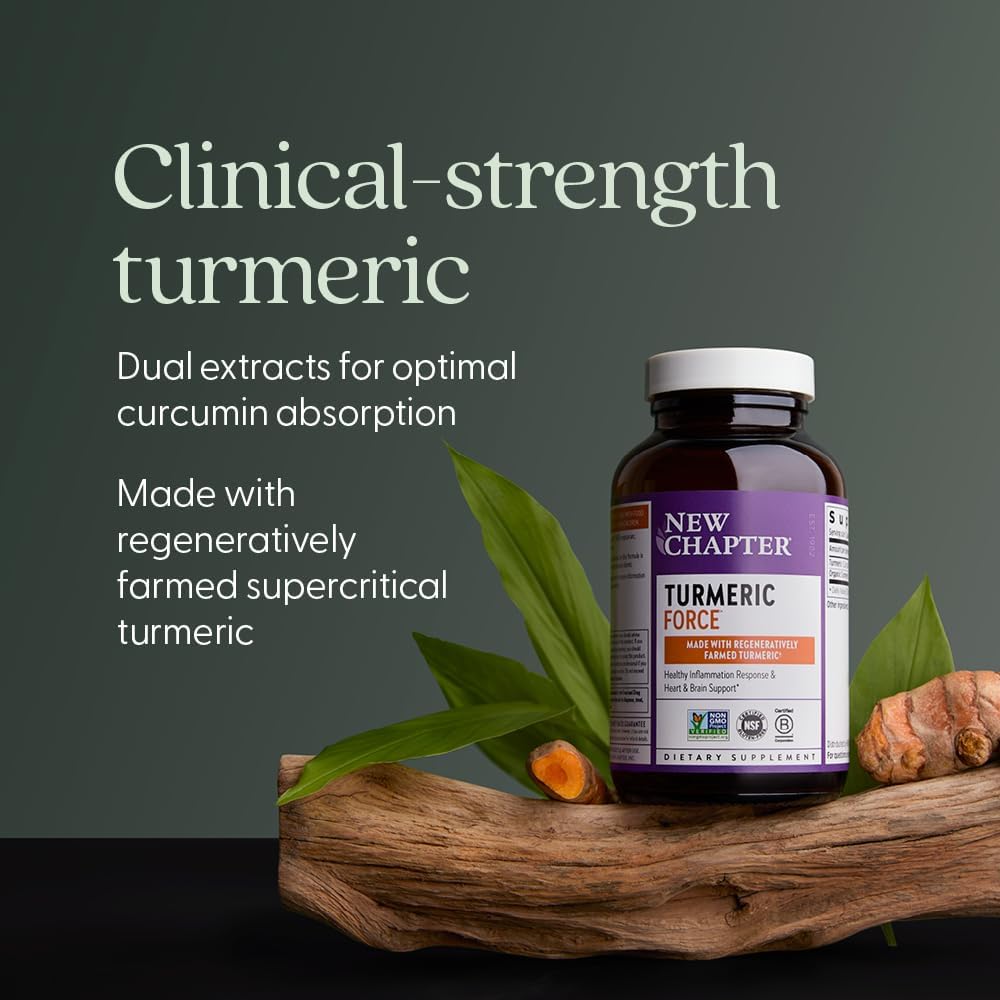 New Chapter Turmeric Supplement, One Daily, Heart, Brain & Healthy Inflammation Support, Supercritical Turmeric Curcumin Means No Black Pepper Needed, Non-GMO, Gluten Free – 60 Count (2 Month Supply)