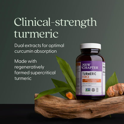 New Chapter Turmeric Supplement, One Daily, Heart, Brain & Healthy Inflammation Support, Supercritical Turmeric Curcumin Means No Black Pepper Needed, Non-GMO, Gluten Free – 60 Count (2 Month Supply)