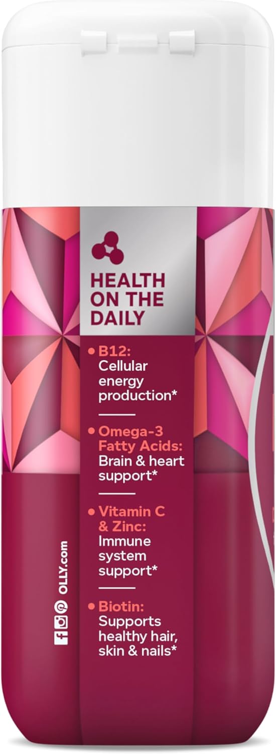 OLLY Ultra Women's Multi Softgels, Overall Health and Immune Support, Omega-3s, Iron, Vitamins A, D, C, E, B12, Daily Multivitamin, 30 Day Supply - 60 Count