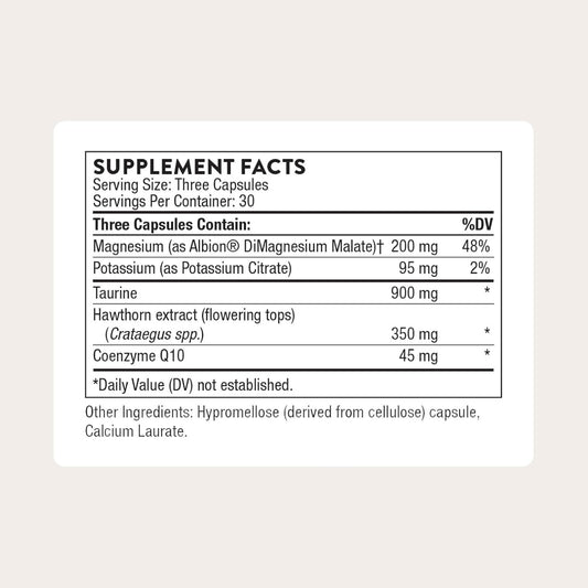 THORNE - Heart Health Complex - with CoQ10, Taurine and Hawthorn - Coenzyme Q10 Supplement with Minerals, Amino Acids, and Botanicals - 90 Capsules