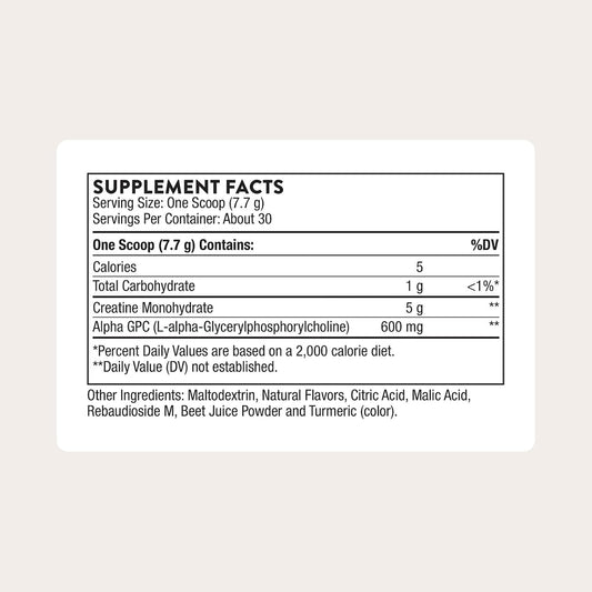 THORNE - Creatine + Alpha GPC - Micronized Creatine Monohydrate Powder - Support for Muscles & Cognitive Function* - for Women & Men - Watermelon Lemonade - NSF Certified for Sport - 30 Servings