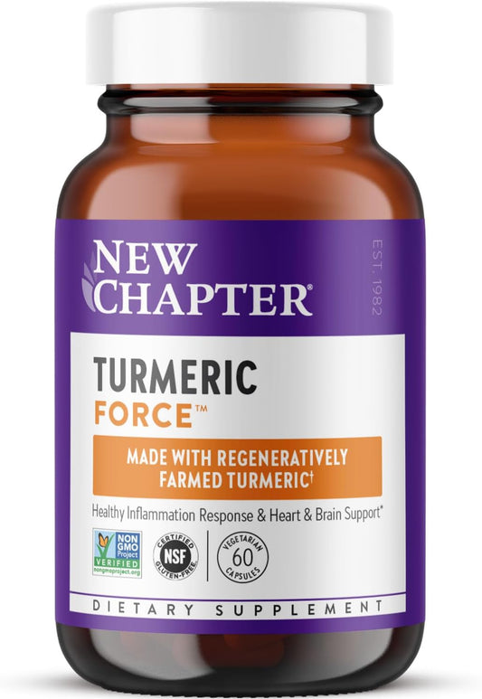 New Chapter Turmeric Supplement, One Daily, Heart, Brain & Healthy Inflammation Support, Supercritical Turmeric Curcumin Means No Black Pepper Needed, Non-GMO, Gluten Free – 60 Count (2 Month Supply)