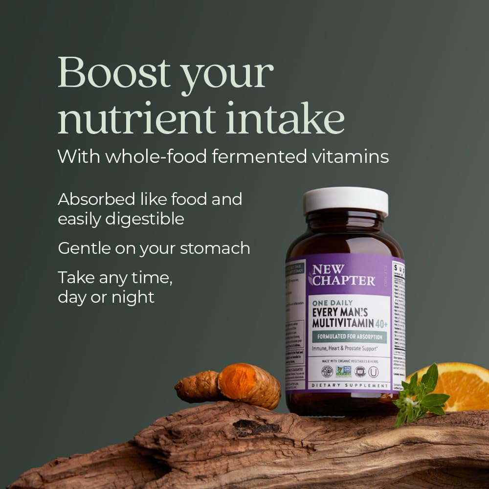New Chapter One Daily Every Man's Multivitamin 40+ - Offers Eyesight, Immune System & Cellular Energy Support* - Contains Vitamin C, Saw Palmetto & More - Gluten Free & Vegetarian - 48 Tablets