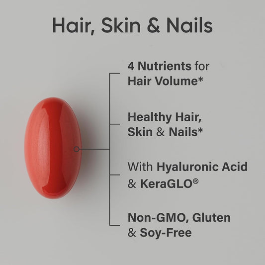 Sports Research® Hair, Skin & Nails Complex, 60 Softgels | Supports Hair Volume, Glowing Skin & Strong Nails - w/Lustriva® Biotin, Collagen, Hyaluronic Acid & KeraGLO® Keratin