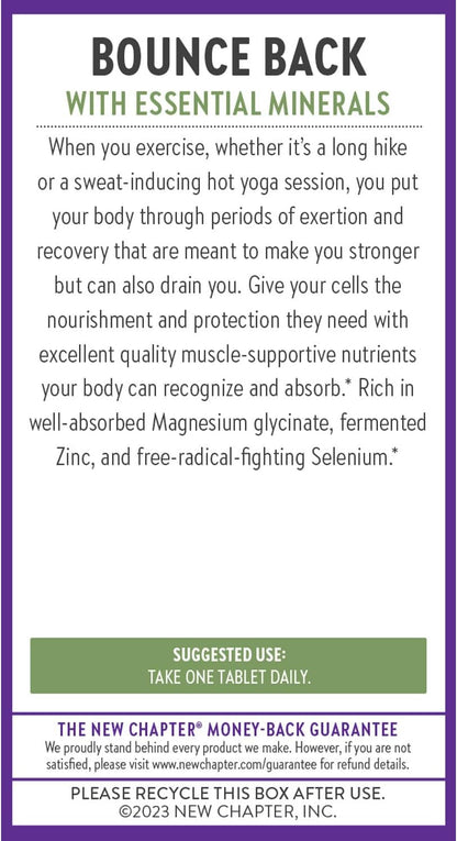 New Chapter Magnesium + Selenium & Zinc Tablets - Bone Health & Muscle Support Supplement* - Supports Electrolyte Balance* - Vegan, Gluten Free, Non-GMO & Kosher - 30 Tablets