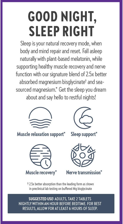 New Chapter Magnesium + Plant-Based Melatonin Supplement, with 2.5X Better Absorption Magnesium Glycinate & Non-GMO Melatonin 1 mg from Tomato – Sleep Aid & Muscle Relaxation* - 60 Tablets