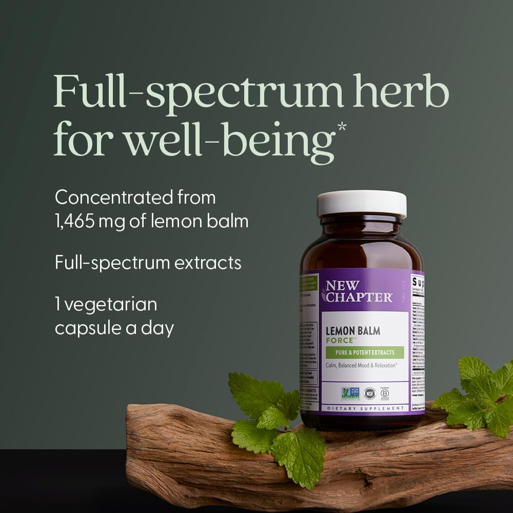 New Chapter Lemon Balm Force with Supercritical Lemon Balm for Mood Support + Immune Support + Non-GMO Ingredients - 30 ct Vegetarian Capsules