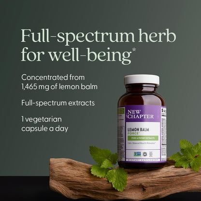 New Chapter Lemon Balm Force with Supercritical Lemon Balm for Mood Support + Immune Support + Non-GMO Ingredients - 30 ct Vegetarian Capsules