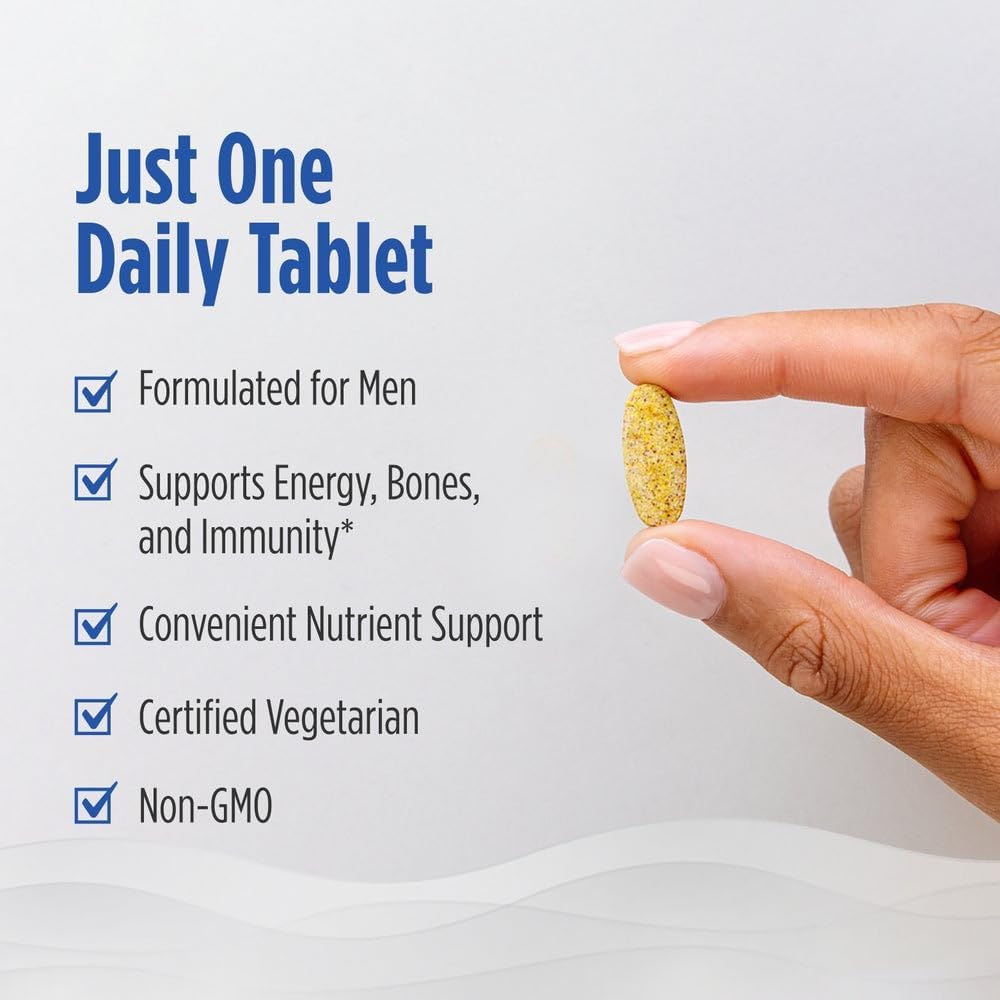 Nordic Naturals Men’s Multivitamin One Daily - Bone, Energy, & Blood-Vessel Support - Immunity Supplement - 20 Essential Nutrients - 30 Tablets - 30 Servings