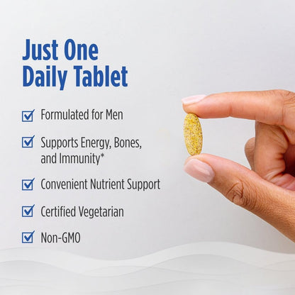 Nordic Naturals Men’s Multivitamin One Daily - Bone, Energy, & Blood-Vessel Support - Immunity Supplement - 20 Essential Nutrients - 30 Tablets - 30 Servings