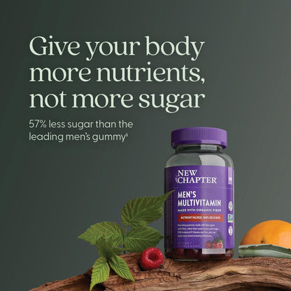 New Chapter Men’s Multivitamin Gummies, 57% Less Sugar, Men’s Gummy Vitamins with Vitamin C, D3 & Zinc, Non-GMO, Gluten Free, Berry-Citrus, 75ct