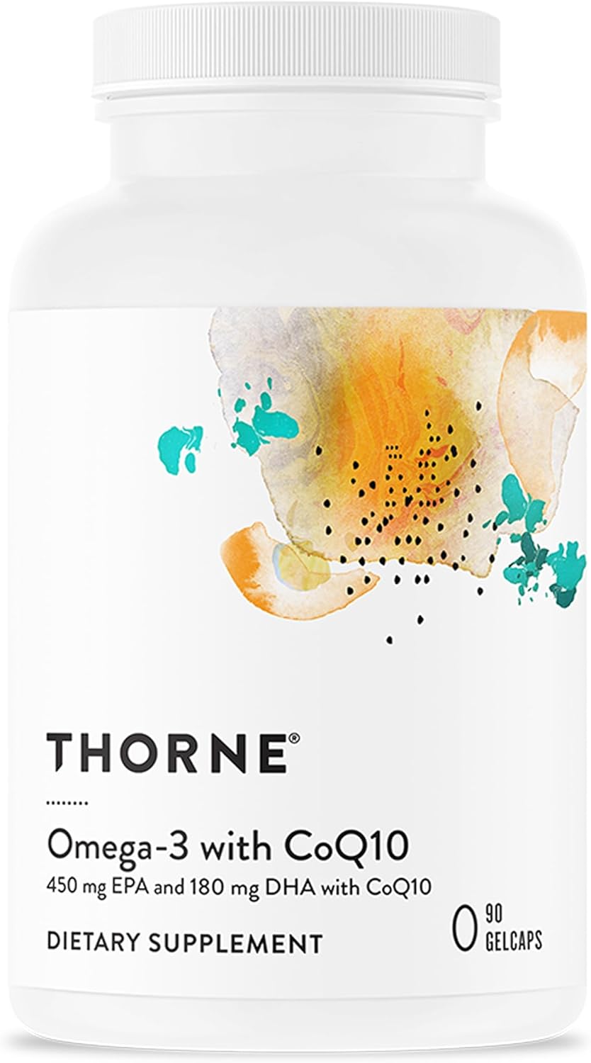 THORNE - Omega-3 with CoQ10 - Fish Oil Supplement with EPA & DHA from Sustainably Sourced Fish - Supports Brain, Skin, Joint & Heart Health* - Third-Party Certified - Gluten & Dairy-Free - 90 Softgels
