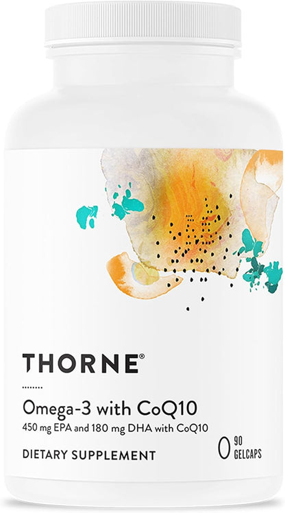 THORNE - Omega-3 with CoQ10 - Fish Oil Supplement with EPA & DHA from Sustainably Sourced Fish - Supports Brain, Skin, Joint & Heart Health* - Third-Party Certified - Gluten & Dairy-Free - 90 Softgels