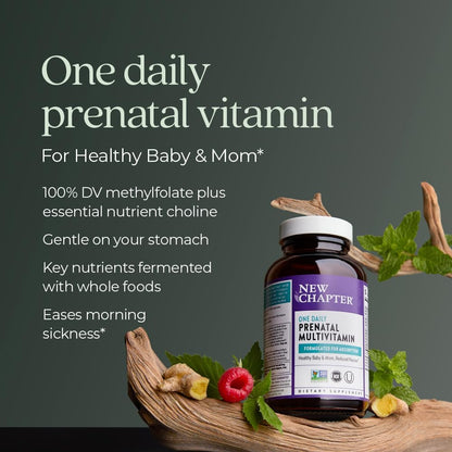 New Chapter Prenatal Vitamins, One Daily Prenatal Multivitamin with Methylfolate + Choline for Healthy Mom & Baby, Gluten Free & Non-GMO, 30 Count