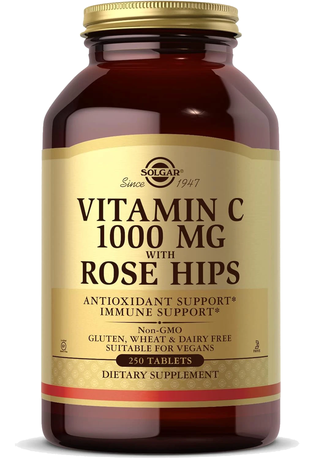 Solgar Vitamin C 1000 mg with Rose Hips, 250 Tablets - Antioxidant & Immune Support - Overall Health - Supports Healthy Skin & Joints - Non-GMO, Vegan and Kosher - 250 Servings