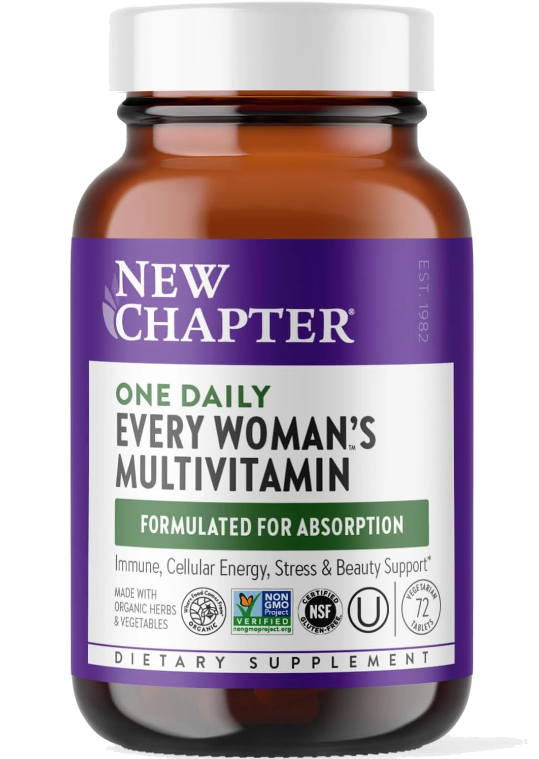 New Chapter Women’s Multivitamin, Iron, B6, B12, Biotin for Hair Growth, D3, Vit C, Zinc for Immune & Stress Support, Gentle on an Empty Stomach, One Daily, Non-GMO, Gluten-Free, 18+,