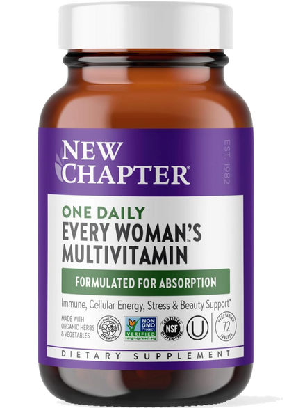 New Chapter Women’s Multivitamin, Iron, B6, B12, Biotin for Hair Growth, D3, Vit C, Zinc for Immune & Stress Support, Gentle on an Empty Stomach, One Daily, Non-GMO, Gluten-Free, 18+,
