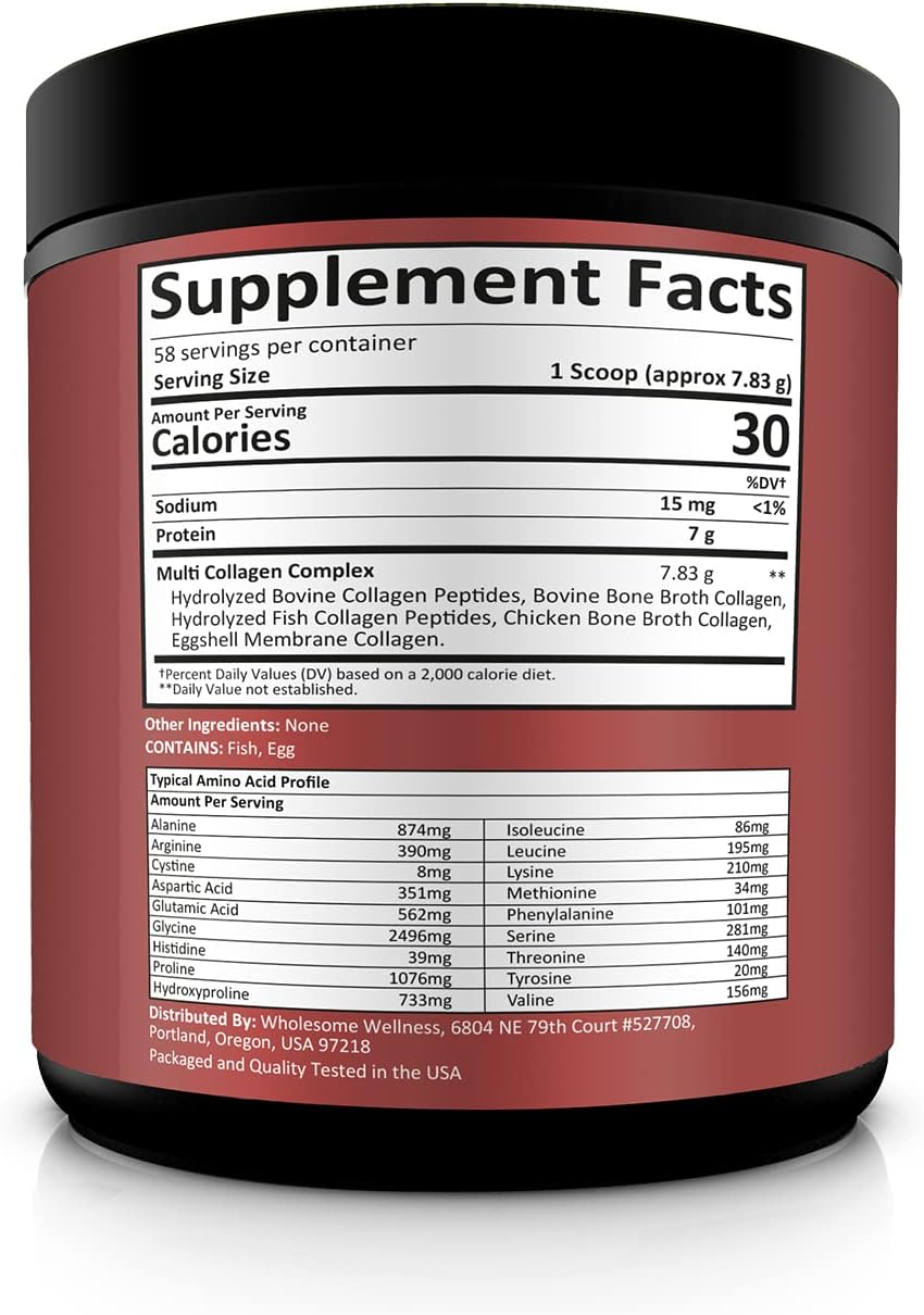 Wholesome Wellness Premium Multi Collagen Peptides Protein Powder